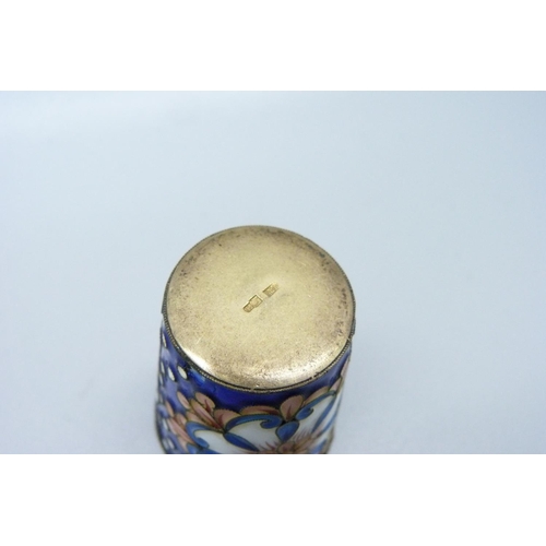 930 - A Russian silver and enamel vodka cup, 40g