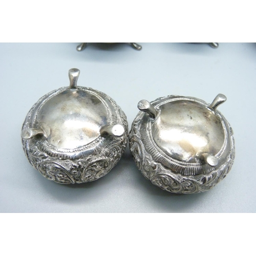 952 - An Indian silver five piece condiment set, 20th Century, 214g