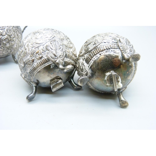 952 - An Indian silver five piece condiment set, 20th Century, 214g