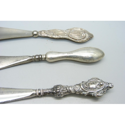 953 - Six silver handled tools