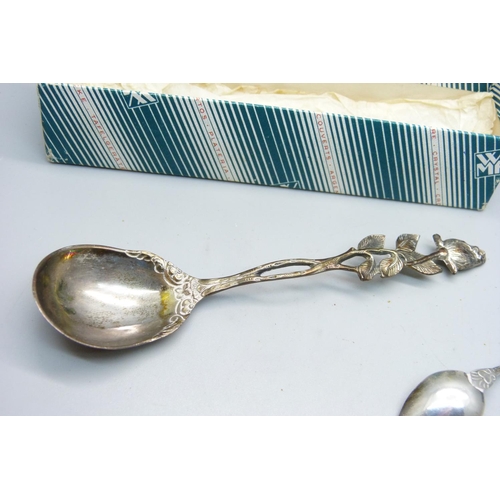 955 - A collection of 0.800 silver spoons, 75g