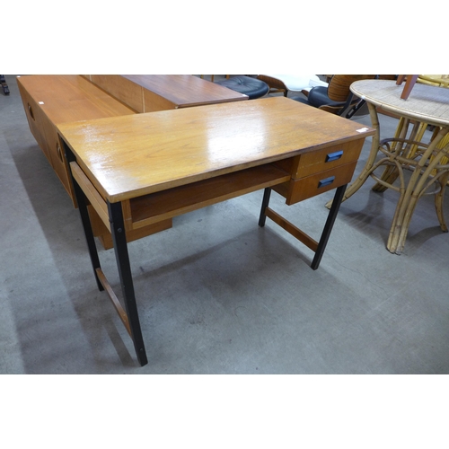 73 - A Danish teak and black metal desk