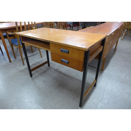 73 - A Danish teak and black metal desk