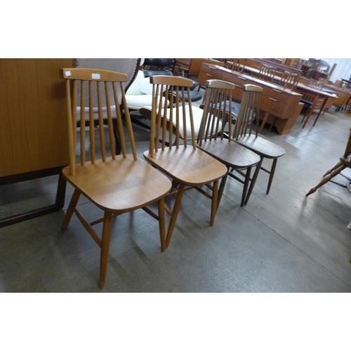 77 - A set of four beech kitchen chairs