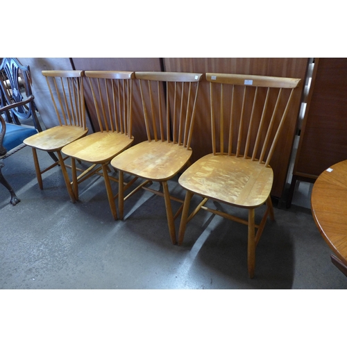 78 - A set of four beech kitchen chairs