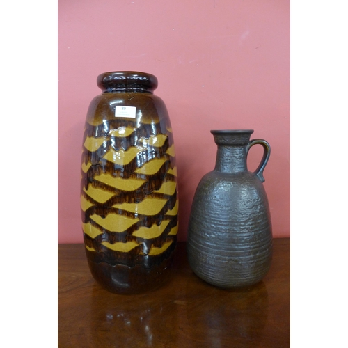 89 - Two West German brown stoneware vases