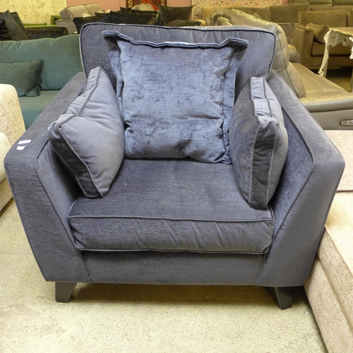 1352 - A Barker and Stonehouse ink blue upholstered armchair RRP £975