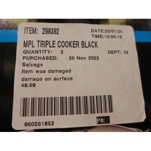 3001 - MPL Black Triple Slow Cooker (285-61) * This lot is subject to VAT