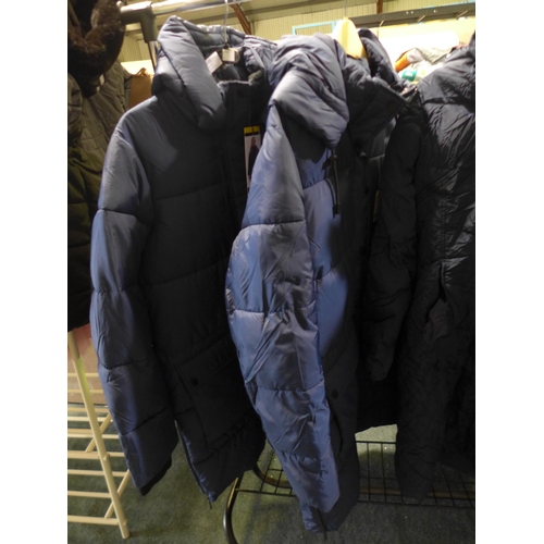 3035 - 4 Women's navy hooded coats - mixed sizes/style * this lot is subject to VAT