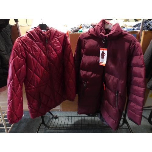 3036 - 2 Women's Andrew Marc burgundy hooded coats - mixed sizes * this lot is subject to VAT