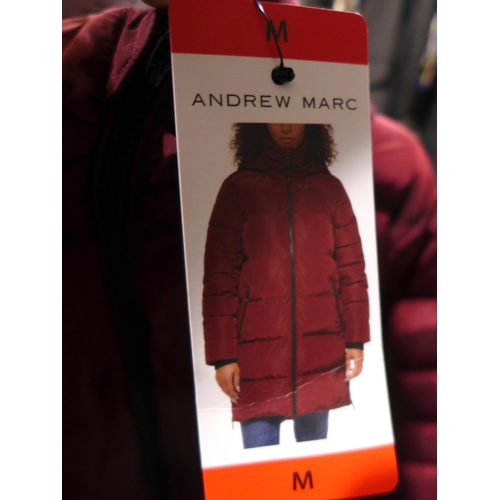 3036 - 2 Women's Andrew Marc burgundy hooded coats - mixed sizes * this lot is subject to VAT