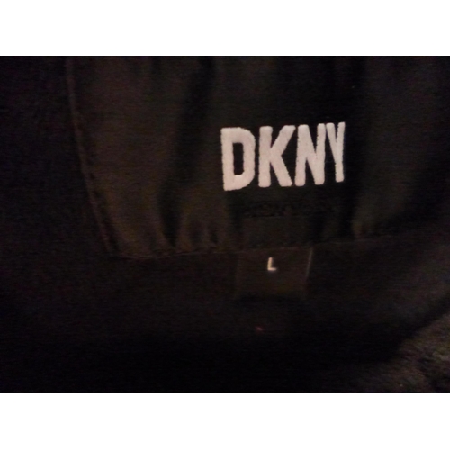 3038 - 2 Women's black DKNY hooded coats - mixed sizes/style * this lot is subject to VAT