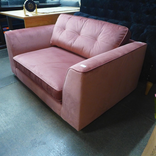 1360A - A rose pink velvet pinched back loveseat