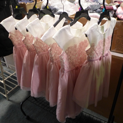 3047 - 6 Girl's Jona Michelle pink and cream party dresses - mixed size * this lot is subject to VAT