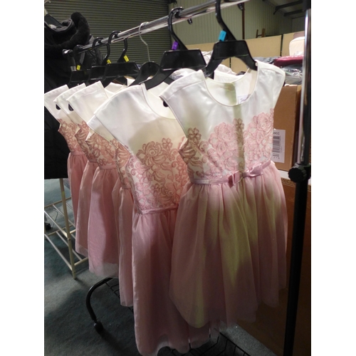 3047 - 6 Girl's Jona Michelle pink and cream party dresses - mixed size * this lot is subject to VAT