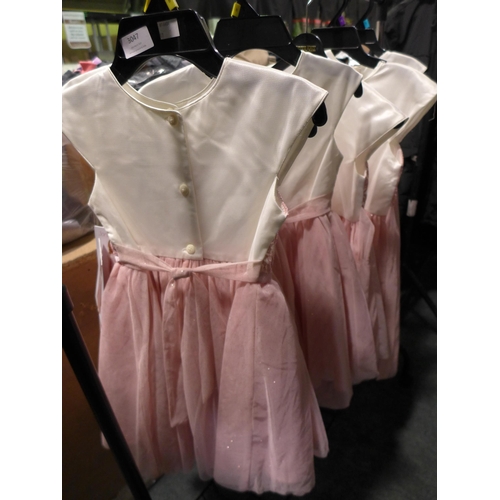 3047 - 6 Girl's Jona Michelle pink and cream party dresses - mixed size * this lot is subject to VAT