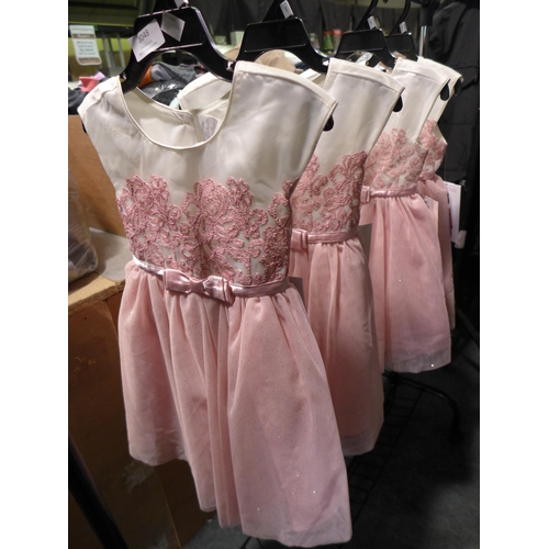 3048 - 4 Girl's Jona Michelle pink and cream party dresses - size 3 * this lot is subject to VAT