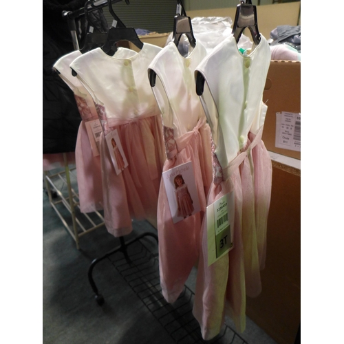 3048 - 4 Girl's Jona Michelle pink and cream party dresses - size 3 * this lot is subject to VAT