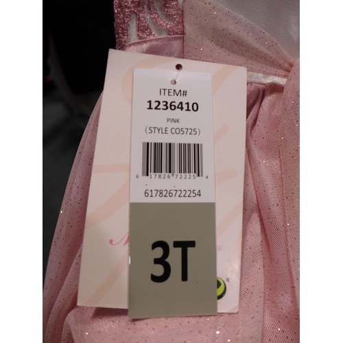 3048 - 4 Girl's Jona Michelle pink and cream party dresses - size 3 * this lot is subject to VAT