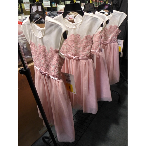 3049 - 4 Girl's Jona Michelle pink and cream party dresses size 5 * this lot is subject to VAT