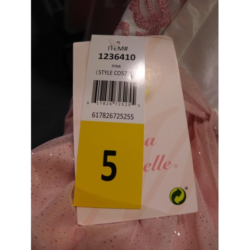 3049 - 4 Girl's Jona Michelle pink and cream party dresses size 5 * this lot is subject to VAT