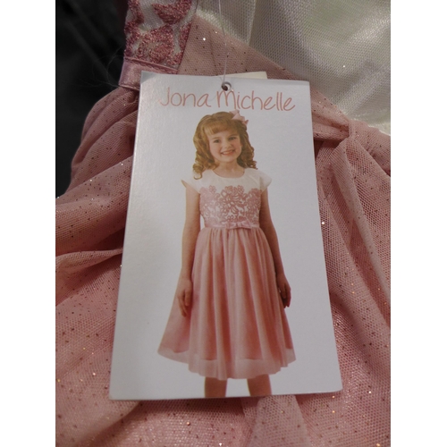 3049 - 4 Girl's Jona Michelle pink and cream party dresses size 5 * this lot is subject to VAT