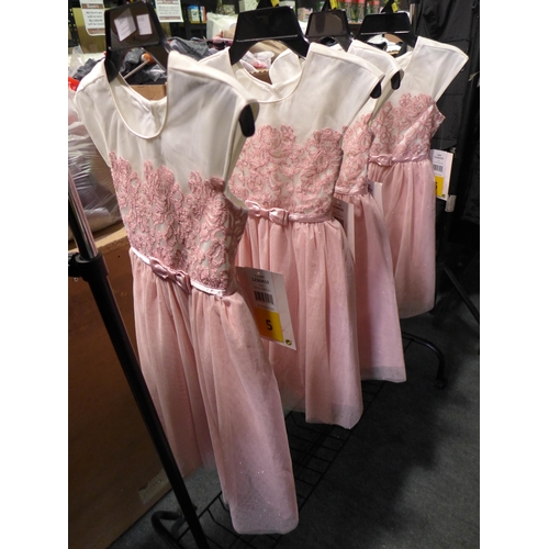 3050 - 4 Girl's Jona Michelle pink and cream party dresses size 5 * this lot is subject to VAT