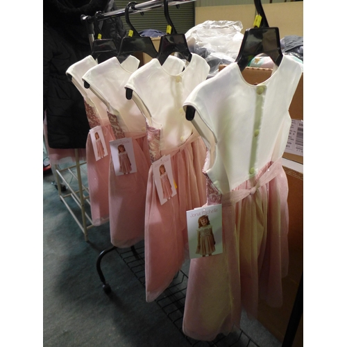 3050 - 4 Girl's Jona Michelle pink and cream party dresses size 5 * this lot is subject to VAT