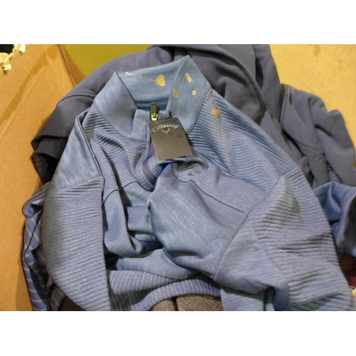 3070 - Box of men's casual tops and jumpers, including Callaway - Marked Clothing * this lot is subject to ... 