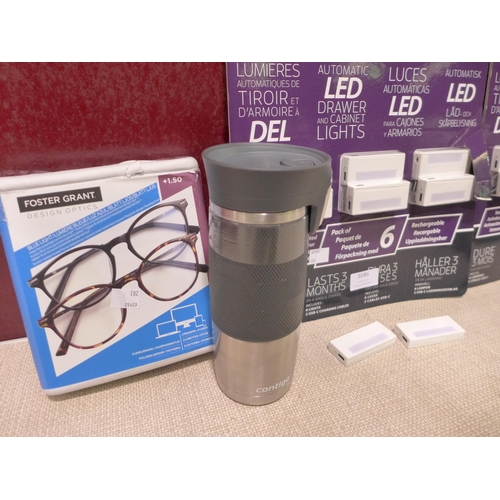 3086 - FGX +1.50 Glasses, Contigo Autoseal Mug & Conglom Drawer Lights (283-427,441,442) * This lot is subj... 