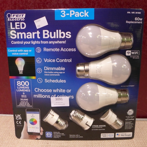 3091 - Feit LED Smart A60 Bulbs (285-71) * This lot is subject to VAT