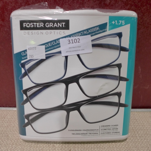 3102 - FGX Men's Classic +1.75 Glasses  (285-33) * This lot is subject to VAT