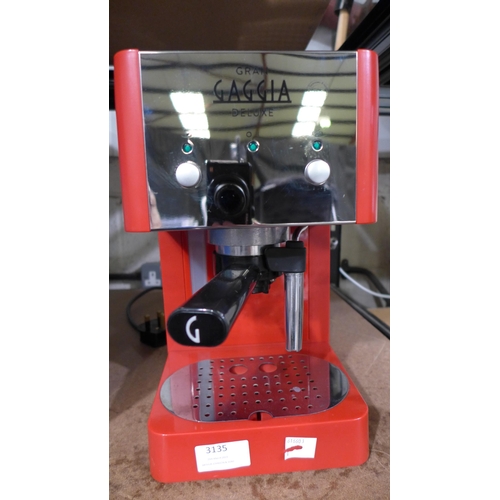 3135 - Gran Gaggia Deluxe - Red Domestic Espresso Machine with Steam Wand