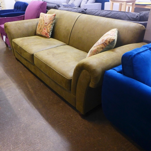 1375 - A moss green upholstered four seater sofa