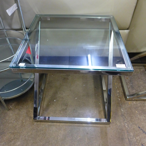 1382 - A chrome and glass top lamp table