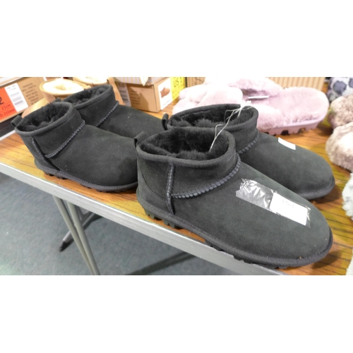 3261 - 2 Pairs of children's black Shearling ankle boots - size UK 13 and UK 1 * this lot is subject to VAT