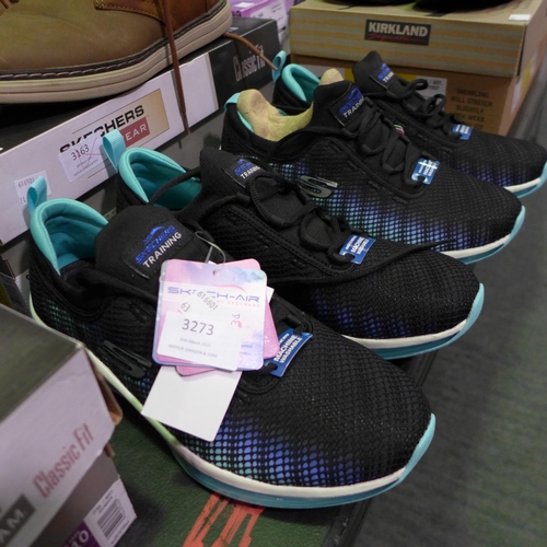 3273 - 2 Pairs of women's black and turquoise Skechers UK sizes 4.5 & 5 * this lot is subject to VAT