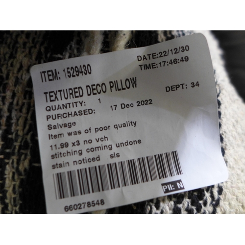 3311 - Three Textured Deco Pillows 20 x 20      (283-352) * This lot is subject to VAT