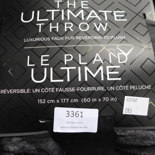 3361 - Faux Fur Ultimate Throw 60 x 70  (283-444) * This lot is subject to VAT