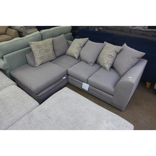 1465 - A stone grey upholstered LHF corner sofa