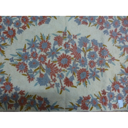 1482 - A Kaskmiri hand chain stitch woollen mat, 86cm x 58cm