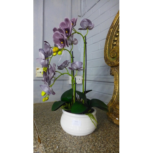 1524 - A triple artificial Orchid arrangement, h 45cms (51163817)   #