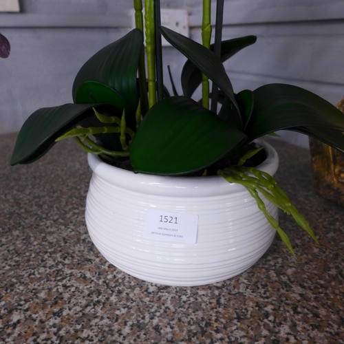 1524 - A triple artificial Orchid arrangement, h 45cms (51163817)   #