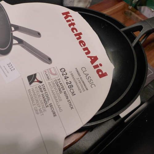 3212 - Birdrock Acacia Large Board, KitchenAid Frying Pans (H/Andonised)  (283-123,130) * This lot is subje... 