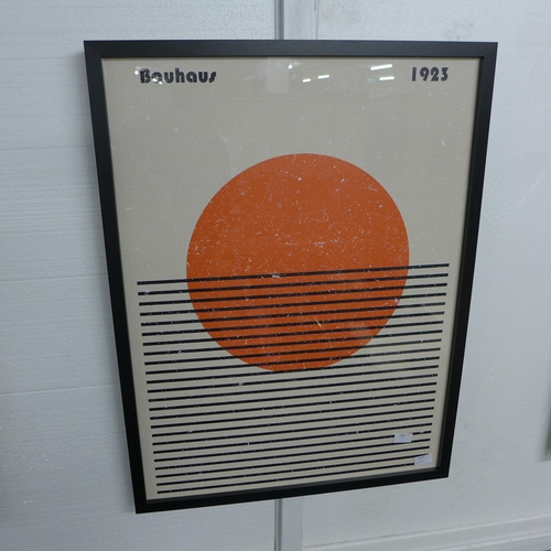 1354 - A framed print, William Gustafsson (Bauhaus Orange Circle Sunrise) 60X60  (PFPPR5152332)