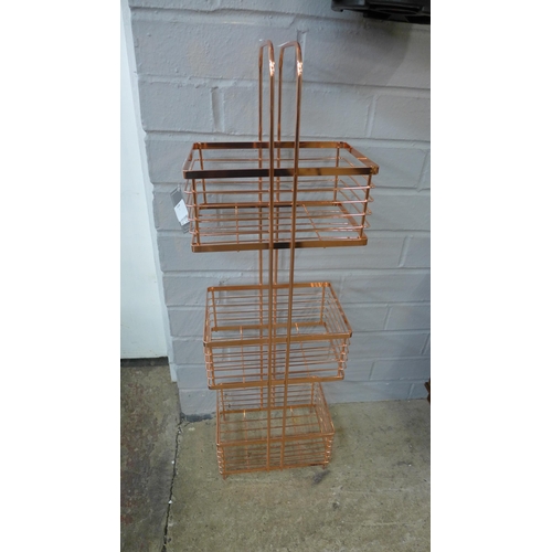 1411 - A three tier copper storage unit, H 72cms (KG075518)   #