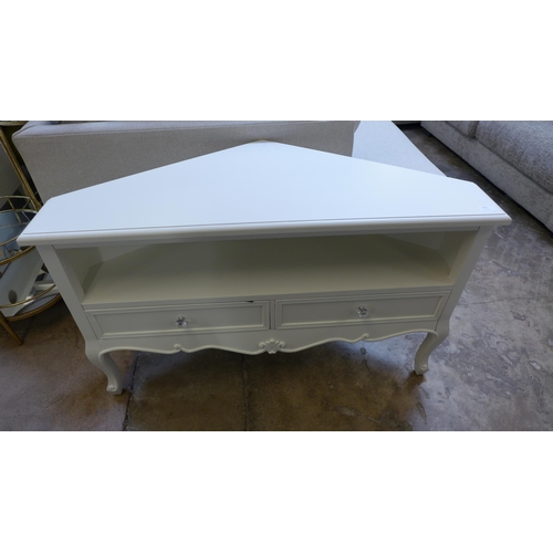 1461 - A white two drawer corner media unit