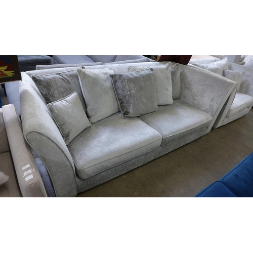 1470 - An Aria silver upholstered four seater sofa and love seat