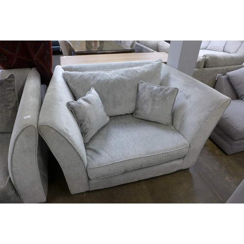 1470 - An Aria silver upholstered four seater sofa and love seat