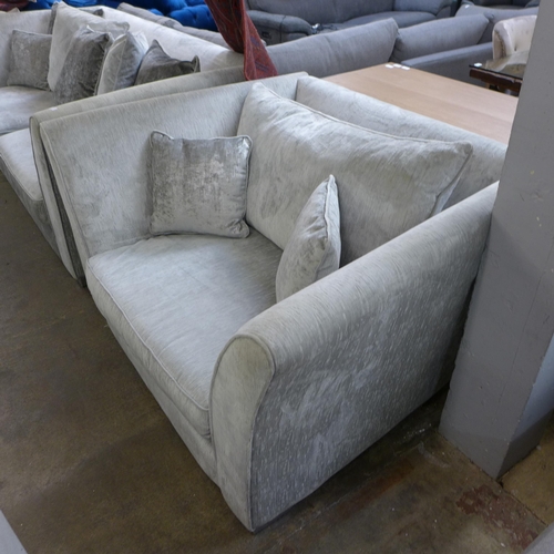 1470 - An Aria silver upholstered four seater sofa and love seat